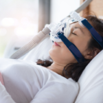 woman with cpap machine
