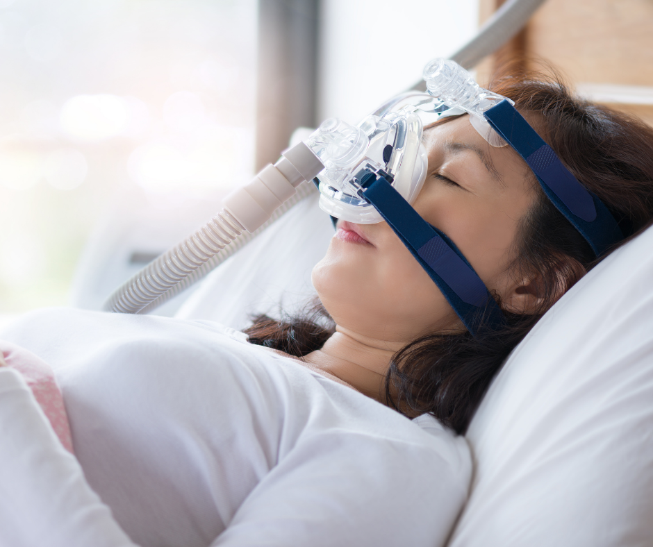 woman with cpap machine
